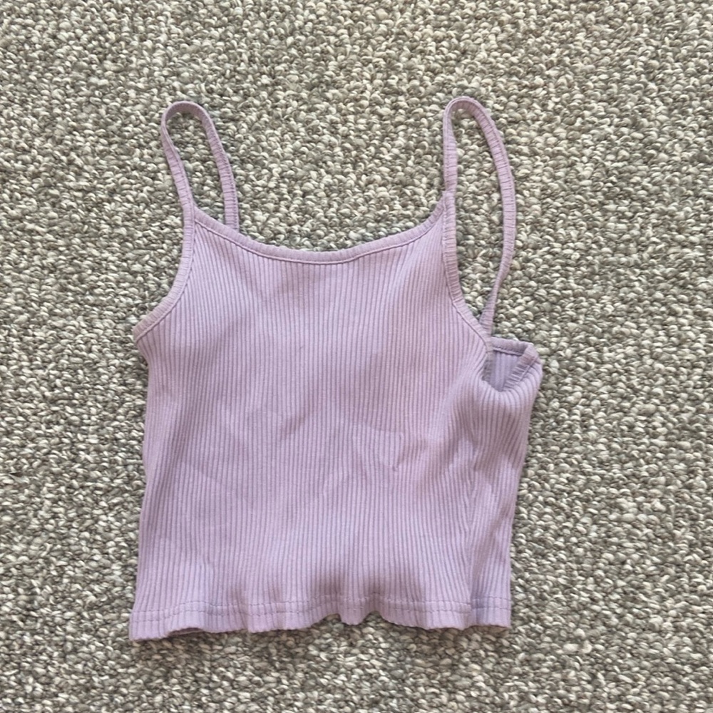 cute purple ribbed crop top size small